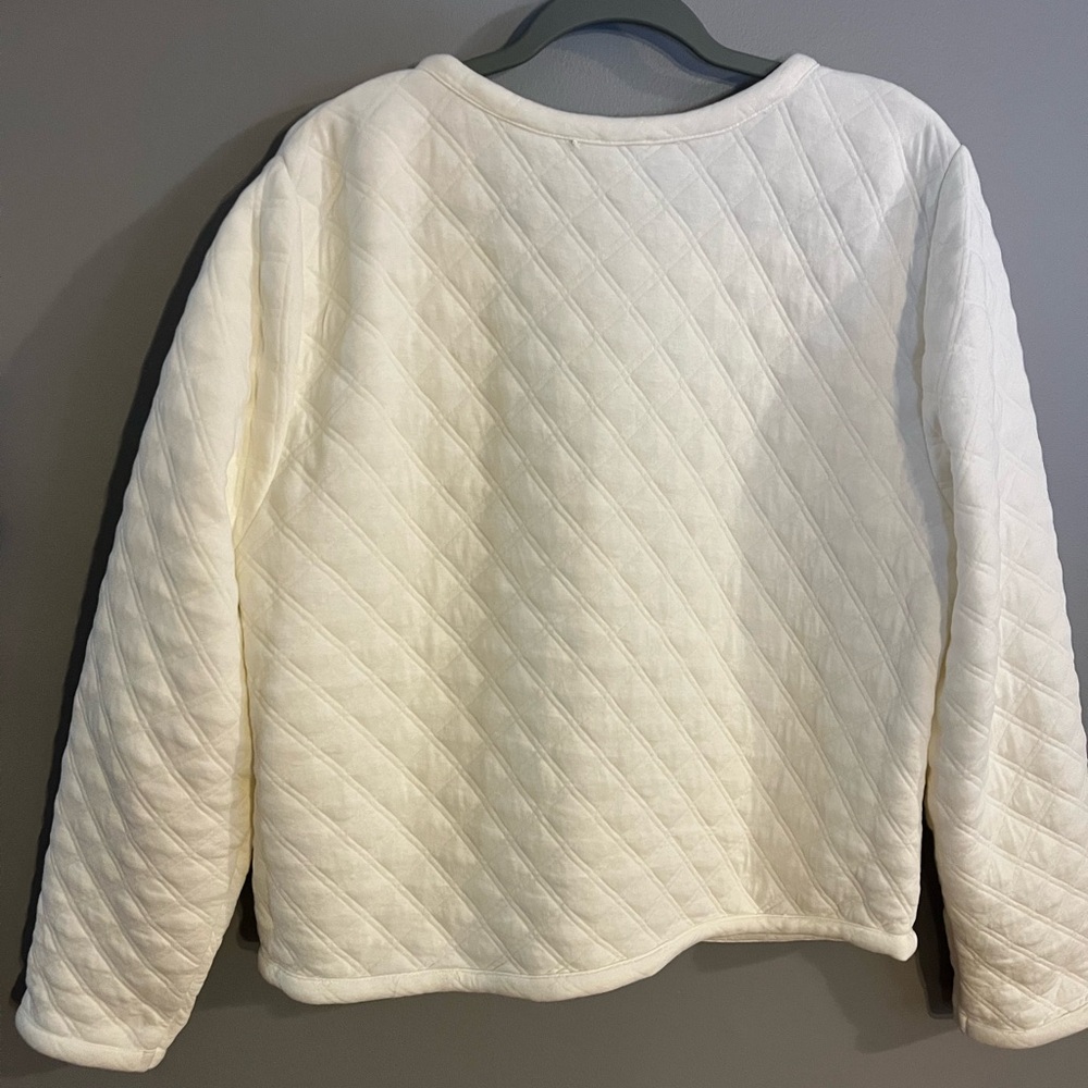J.Crew Jacket Quilted Ivory Collarless Blazer Women’s XL Cotton Blend Layer Top - Picture 5 of 12